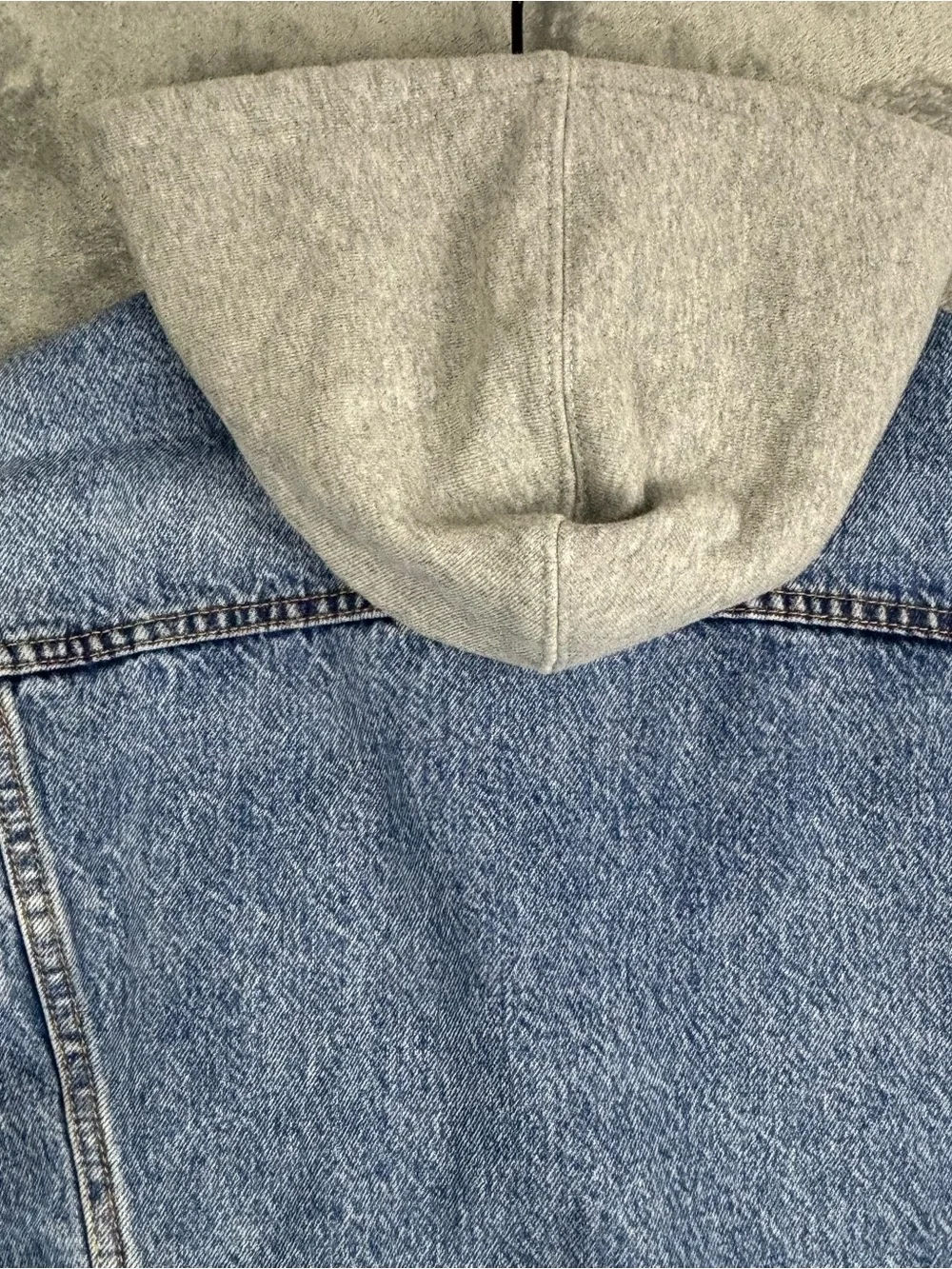 Levi’s Jacket Mens Medium Blue Hybrid Hoodie Trucker Jean Denim Gray Fleece